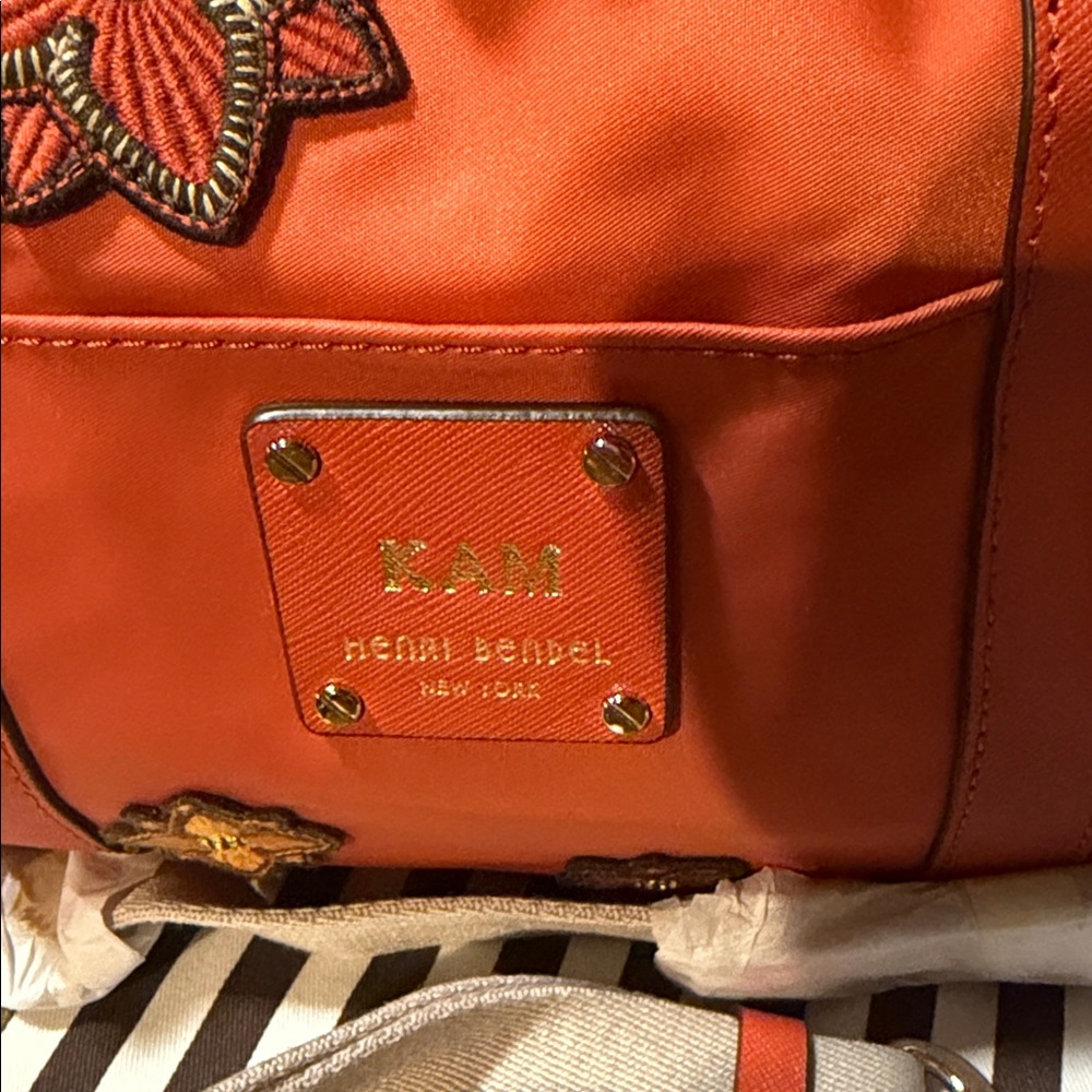 Henri Bendel Jetsetter Backpack With Patche’s with initials KAM BNWT RARE - Picture 3 of 10